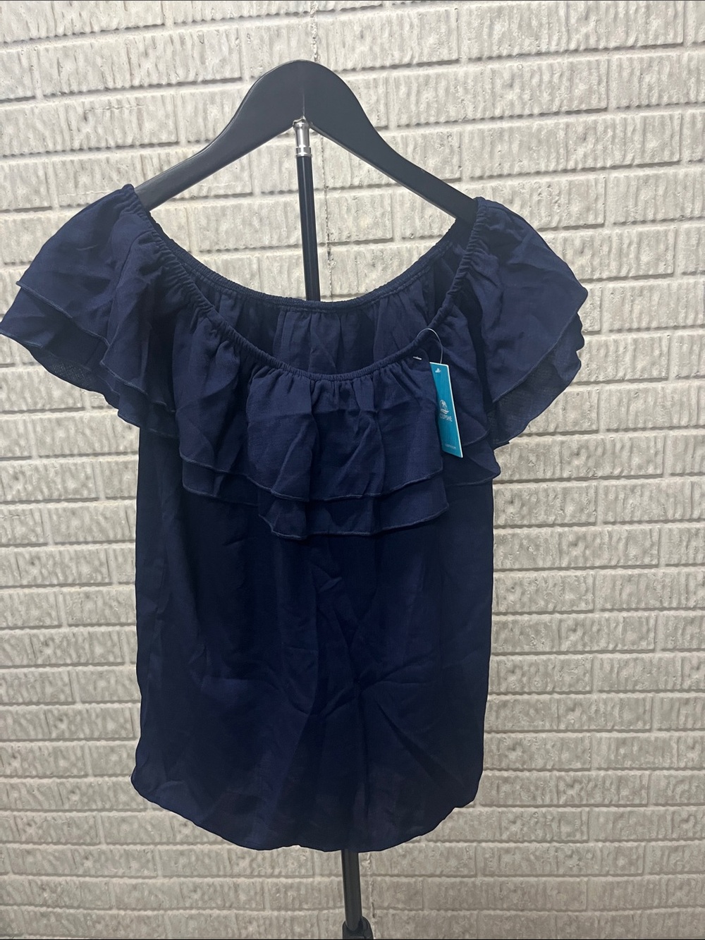 Cupshe Navy Ruffle Off-Shoulder Camisole